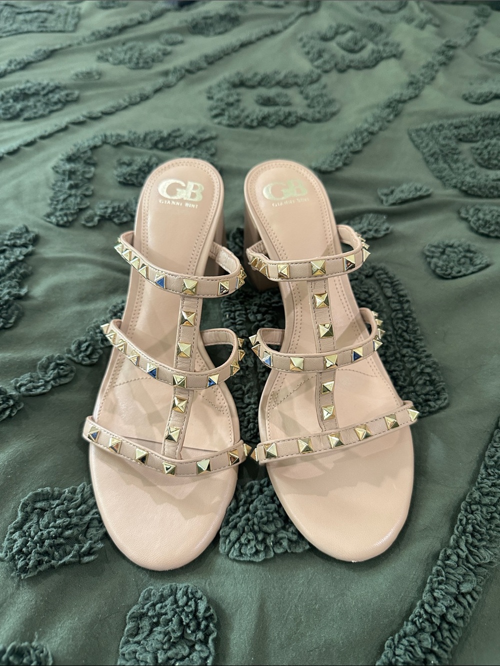 GB Collection Nude Blush Studded Strappy Heels